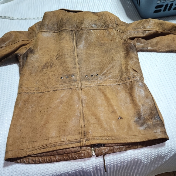 ADAM SPENCER GUC MENS SZ 44 DISTRESSED LEATHER MOTO JACKET - Picture 10 of 14